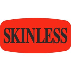 Label - Skinless Black On Red Short Oval 1000/Roll