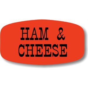 Label - Ham & Cheese Black On Red Short Oval 1000/Roll