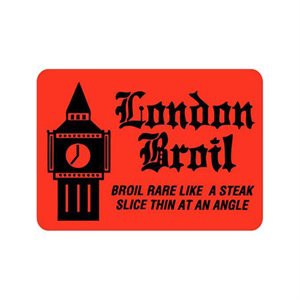 Label - London Broil (w/picture) Black On Red 1.75x1.25 In. 1M/Roll