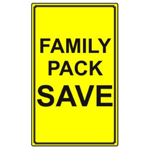 Label - Family Pack/Save Yellow/Black 2.2x3.6 In. 250/rl