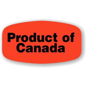 Label - Product Of Canada Black On Red Short Oval 1000/Roll