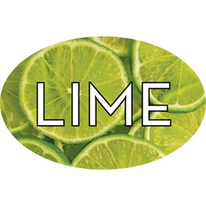 Label - Lime 4 Color Process 1.25x2 In. Oval 500/rl