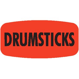 Label - Drumsticks Black On Red Short Oval 1000/Roll