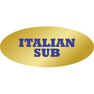 Label - Italian Sub Blue On Gold 0.875x1.9 In. Oval 500/Roll