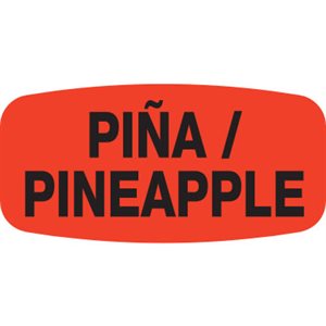 Label - PinaPineapple Black On Red Short Oval 1000/Roll