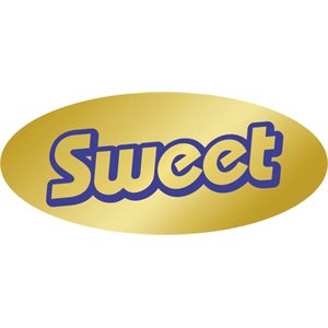 Label - Sweet Blue On Gold 0.875x1.9 In. Oval 500/Roll