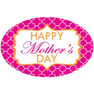 Label - Happy Mother's Day 4 Color Process 1.25x2 In. Oval 500/rl