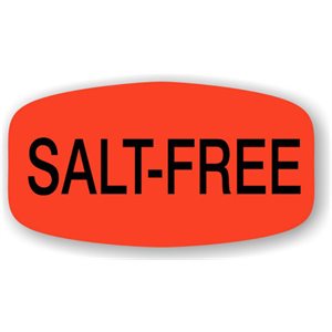 Label - Salt Free Black On Red Short Oval 1000/Roll
