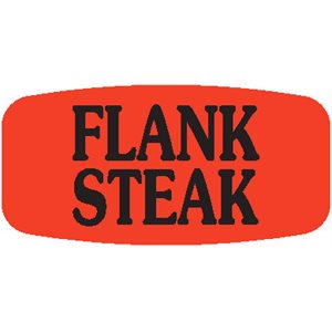 Label - Flank Steak Black On Red Short Oval 1000/Roll