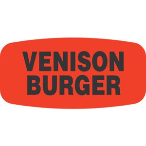 Label - Venison Burger Black On Red Short Oval 1000/Roll