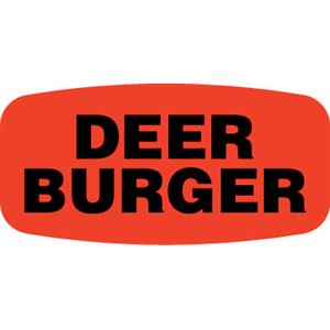 Label - Deer Burger Black On Red Short Oval 1000/Roll