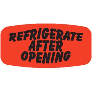 Label - Refrigerate After Opening Black On Red Short Oval 1000/Roll