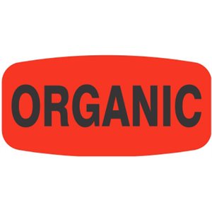 Label - Organic Black On Red Short Oval 1000/Roll