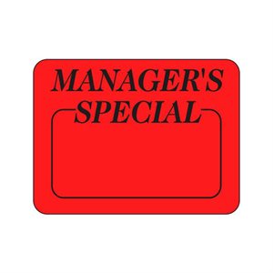 Label - Manager's Special (write On) Black On Red 1.5x2.0 In. 1M/Roll