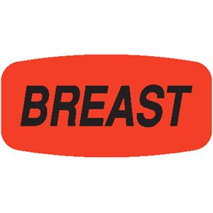 Label - Breast Black On Red Short Oval 1000/Roll