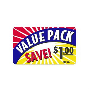 Label - Value Pack/Save $1.00 Yellow/Red/Blue/Black 2.2x3.6 In. Burst 500/rl