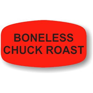 Label - Boneless Chuck Roast Black On Red Short Oval 1000/Roll