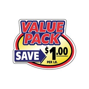 Label - Value Pack Save $1.00 Yellow/Red/Blue/Black 2.4x3.0 In. Special 500/Roll