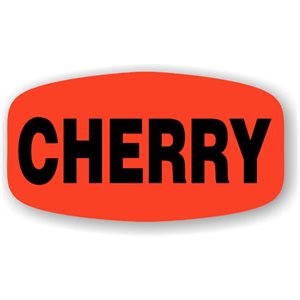 Label - Cherry Black On Red Short Oval 1000/Roll