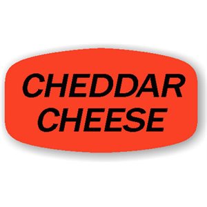 Label - Cheddar Cheese Black On Red Short Oval 1000/Roll