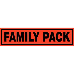 Label - Family Pack Black On Red 1x4 In. 500/Roll