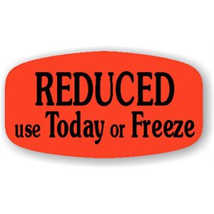 Label - Reduced Use Today Or Freeze Black On Red Short Oval 1000/Roll