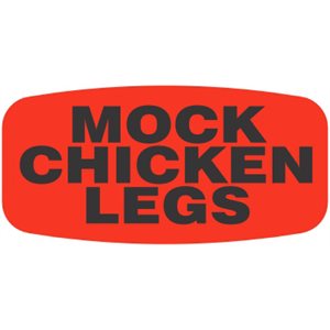 Label - Mock Chicken Legs Black On Red Short Oval 1000/Roll