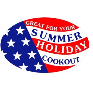 Label - Summer Holiday Red/Blue 1.25x2 In. Oval 500/rl