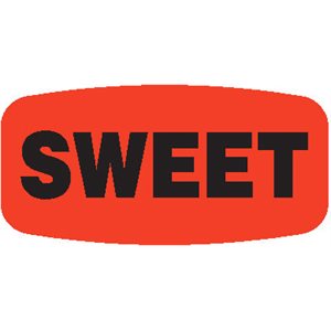 Label - Sweet Black On Red Short Oval 1000/Roll