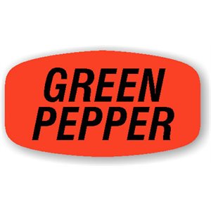 Label - Green Pepper Black On Red Short Oval 1000/Roll