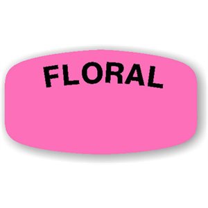 Label - Floral (write On) Black On Pink Short Oval 1000/Roll