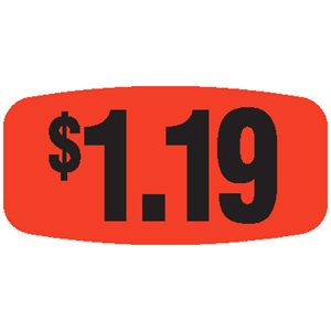 Label - $1.19 Black On Red Short Oval 1000/Roll