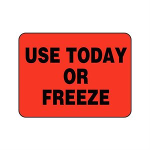 Label - Use Today Or Freeze Black On Red 1.5x2.0 In. 1M/Roll