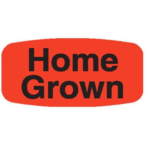 Label - Home Grown Black On Red Short Oval 1000/Roll