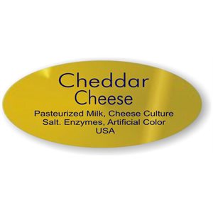 Label - Cheddar Cheese W/ing Blue On Gold 0.875x1.9 In. Oval 500/Roll