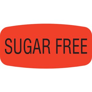 Label - Sugar Free Black On Red Short Oval 1000/Roll