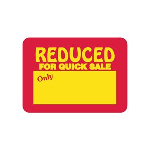 Label - Reduced For Quick Sale Red/Yellow 1.75x1.25 In. 1M/Roll