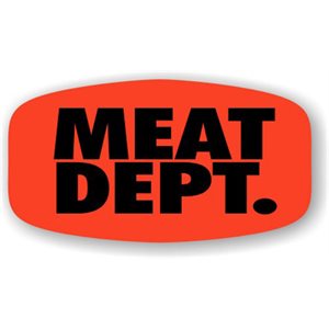 Label - Meat Dept. Black On Red Short Oval 1000/Roll