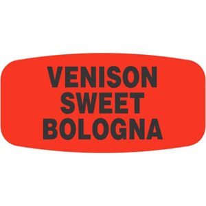 Label - Venison Sweet Bologna Black On Red Short Oval 1000/Roll