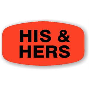 Label - His & Hers Black On Red Short Oval 1000/Roll