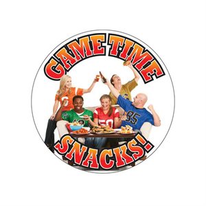 Label - Game Time Snacks 4 Color Process 3 In. Circle 250/Roll