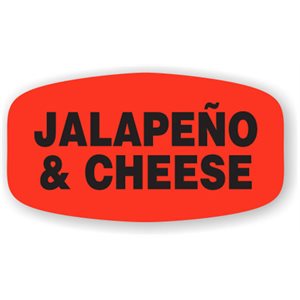 Label - Jalapeno & Cheese Black On Red Short Oval 1000/Roll