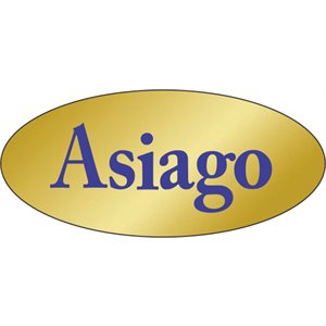 Label - Asiago Blue On Gold 0.875x1.9 In. Oval 500/Roll