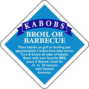 Label - Kabobs / Broil Or Barbecue Dir Blue/Blue 2x2 In. 1M/Roll