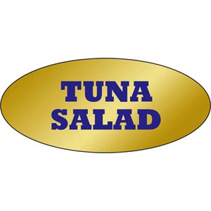 Label - Tuna Salad Blue On Gold 0.875x1.9 In. Oval 500/Roll