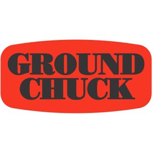 Label - Ground Chuck Black On Red Short Oval 1000/Roll