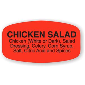 Label - Chicken Salad (w/ing) Black On Red Short Oval 1000/Roll