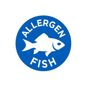 Label - Allergen Fish Blue/UV 1 In. Circle 1M/Roll