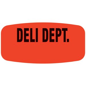 Label - Deli Dept. (write On) Black On Red Short Oval 1000/Roll