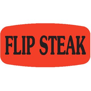 Label - Flip Steak Black On Red Short Oval 1000/Roll